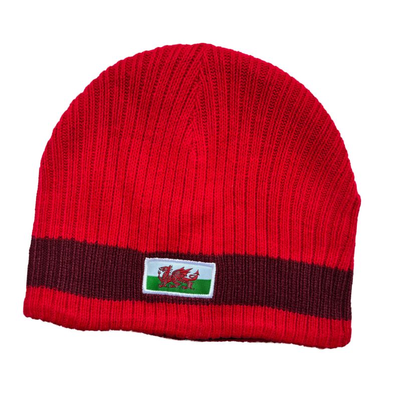 Asbri Adult Storm Beanies - Knitted Hat Welsh Flag